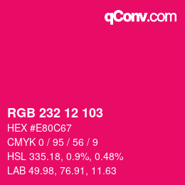 Color code: RGB 232 12 103 | qconv.com