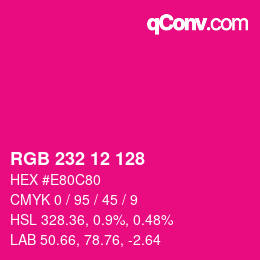 Color code: RGB 232 12 128 | qconv.com