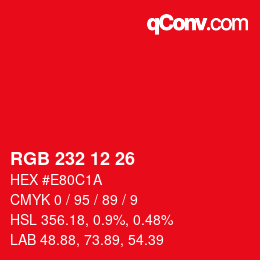 Color code: RGB 232 12 26 | qconv.com