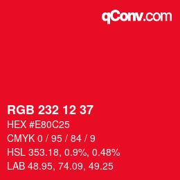 Color code: RGB 232 12 37 | qconv.com