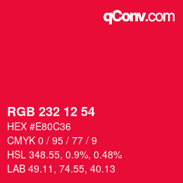 Color code: RGB 232 12 54 | qconv.com