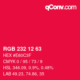 Color code: RGB 232 12 63 | qconv.com