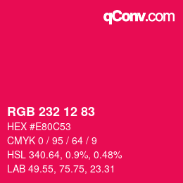 Color code: RGB 232 12 83 | qconv.com