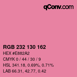 Color code: RGB 232 130 162 | qconv.com