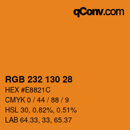 Color code: RGB 232 130 28 | qconv.com