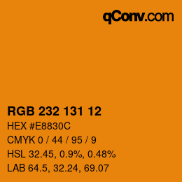 Color code: RGB 232 131 12 | qconv.com