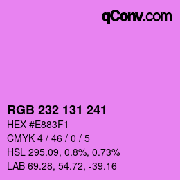Color code: RGB 232 131 241 | qconv.com