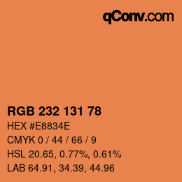 Color code: RGB 232 131 78 | qconv.com