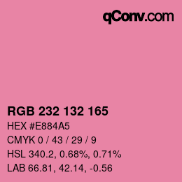 Code couleur: RGB 232 132 165 | qconv.com