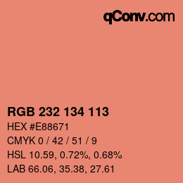 Color code: RGB 232 134 113 | qconv.com