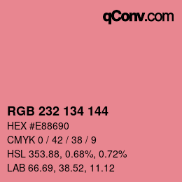 Color code: RGB 232 134 144 | qconv.com