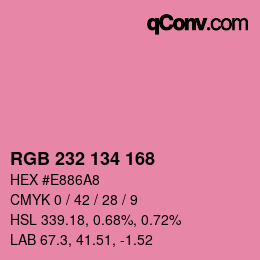 Color code: RGB 232 134 168 | qconv.com