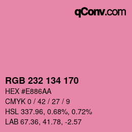 Color code: RGB 232 134 170 | qconv.com