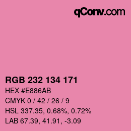 Color code: RGB 232 134 171 | qconv.com