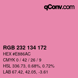 カラーコード: RGB 232 134 172 | qconv.com