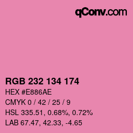 Color code: RGB 232 134 174 | qconv.com