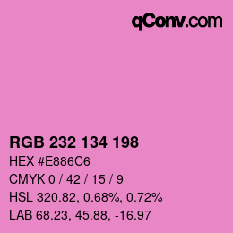 Color code: RGB 232 134 198 | qconv.com