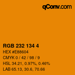 Color code: RGB 232 134 4 | qconv.com