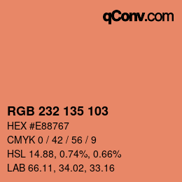 Color code: RGB 232 135 103 | qconv.com