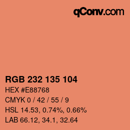 Color code: RGB 232 135 104 | qconv.com