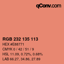 Code couleur: RGB 232 135 113 | qconv.com