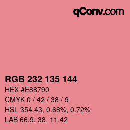 Color code: RGB 232 135 144 | qconv.com