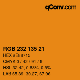 Color code: RGB 232 135 21 | qconv.com