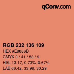 Color code: RGB 232 136 109 | qconv.com