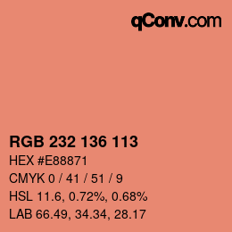 Color code: RGB 232 136 113 | qconv.com