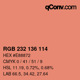 カラーコード: RGB 232 136 114 | qconv.com