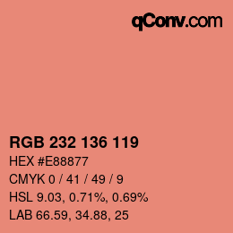 Color code: RGB 232 136 119 | qconv.com