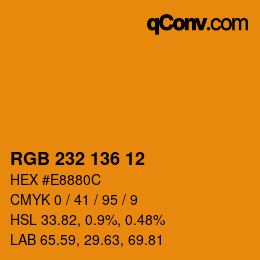 Color code: RGB 232 136 12 | qconv.com