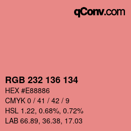 Color code: RGB 232 136 134 | qconv.com