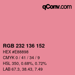 Color code: RGB 232 136 152 | qconv.com