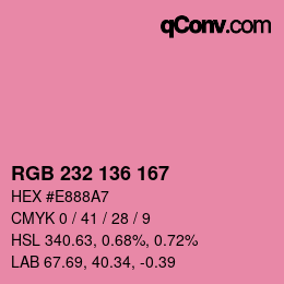 Color code: RGB 232 136 167 | qconv.com