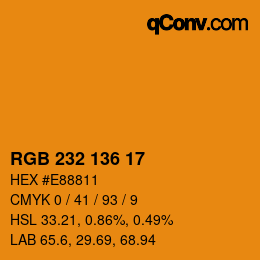 カラーコード: RGB 232 136 17 | qconv.com