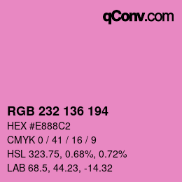 Color code: RGB 232 136 194 | qconv.com