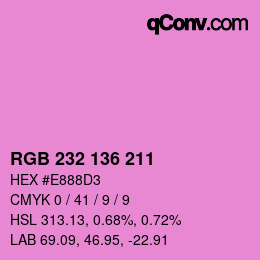 Color code: RGB 232 136 211 | qconv.com