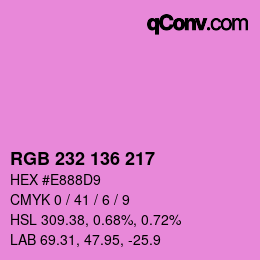 Color code: RGB 232 136 217 | qconv.com