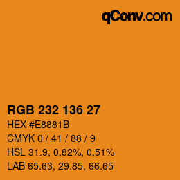 Color code: RGB 232 136 27 | qconv.com
