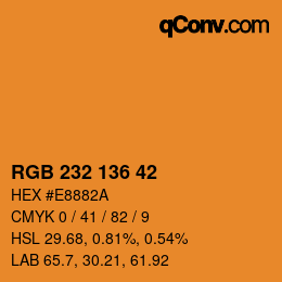 Color code: RGB 232 136 42 | qconv.com