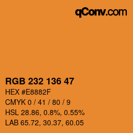 Color code: RGB 232 136 47 | qconv.com