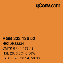 Color code: RGB 232 136 52 | qconv.com