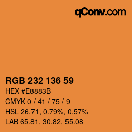 Color code: RGB 232 136 59 | qconv.com