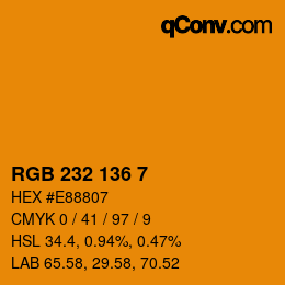 Color code: RGB 232 136 7 | qconv.com