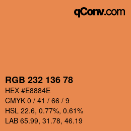 Color code: RGB 232 136 78 | qconv.com