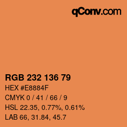 Color code: RGB 232 136 79 | qconv.com