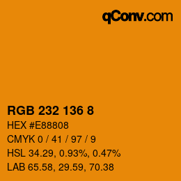 カラーコード: RGB 232 136 8 | qconv.com