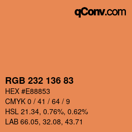 Color code: RGB 232 136 83 | qconv.com