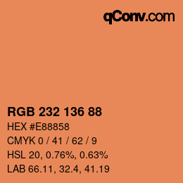 Color code: RGB 232 136 88 | qconv.com